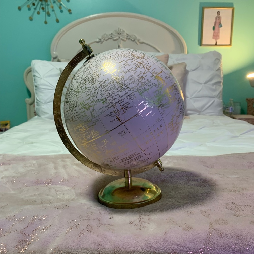 Gold and blush globe world decor